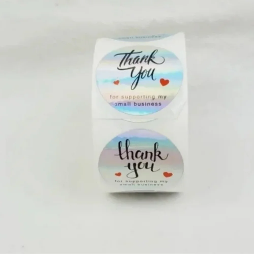 500 Pieces Roll Holographic Thank You Stickers